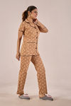 Sweet Moon Knit Cotton Pyjama Set - Nude Brown — thumbnail 3